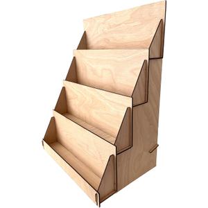 Portable Greeting Card Display Stand - Counter Top Portable Craft Show Display - 4 Tier Greeting Card & Rack Card Display - Coaster Display Rack - Farmers Market Display Tabletop Stand (Natural)