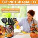 Thanksgiving Turkey Utensil Holder, Thanksgiving Turkey Pumpkin Kitchen Decor Utensil Organizer for Countertop, Fall Metal Cooking Tools Farmhouse Counter Decor, Kitchen Gifts Utensil Caddy Harvest