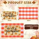 Fall Outdoor Rug Set, Hello Pumpkin Door Mat 28 x 43 in, 2 Pcs Welcome Mat Set, Orange and White Plaid Rug, Fall Front Porch Entryway Doormat Indoor Outdoor Decor, Thanksgiving Buffalo Plaid Mats (Hey There Pumpkin)