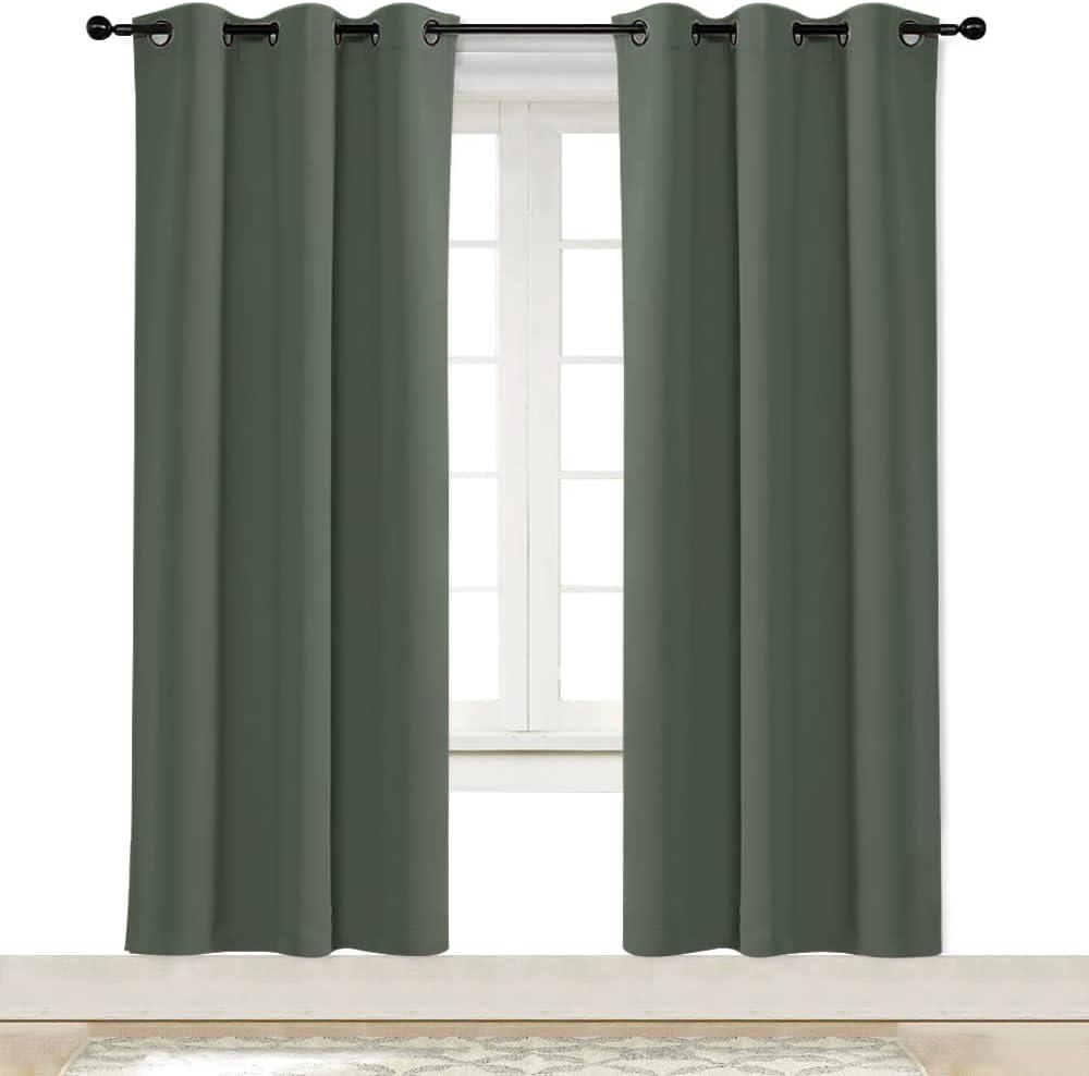 NICETOWN Blackout Curtain Blind for Bedroom, Single Panel, W34 x L72 inches, Dark Mallard, Thermal Insulated Grommet Blackout Room Darkening Drape/Drapery