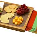 Seville Classics Bamboo Premium Wood Cutting Board Serving Tray w/ 7 Color-Coded BPA-Free Mats, for Chopping Bread, Cheese, Fruits, Vegetables, Meats, Charcuterie (PATENTED), Bamboo (NEW MODEL)