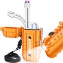 LcFun USB Rechargeable Electric Arc Lighter Windproof Plasma Lighters with LED Battery Display, Waterproof Electronic Flashlight Lighters with Lanyard for Camping, Survival Tactical Gear