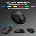Wireless Keyboard and Mouse Combo, 9 Backlit Effects, 4000mAh Rechargeable Backlit Keyboard with Wrist Rest, 6 Button Mouse, 2.4G Full Size Quiet Keyboard Set for Computer, PC, Laptop, Mac, Windows