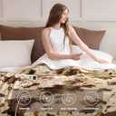 Cow Print Electric Heated Blanket Queen-Dual Control Heating Blanket Queen Size with 10 Heat Levels & 10 Hours Auto-Off, Cozy Soft Fleece Sherpa, Washable, 84x90 Inche Cow Print Apricot (05 - Apricot Ombre-khaki)