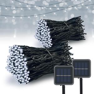 Solar String Lights Outdoor, 2 Pack 79FT 200 LED Waterproof Solar Christmas Lights with 8 Lighting Modes for Tree Yard Garden Party Xmas Decorations (100 Cool White)