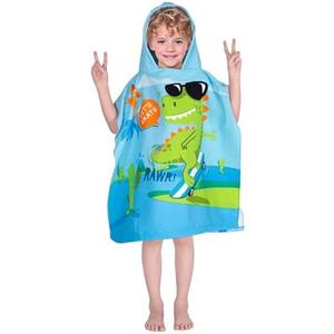 Hooded Kids Beach Towels - Toddler Bath Towel Girls Boys Swim Cover-ups for Ages 1 to 6 Kids Pool Towels Quick Dry Lightweight Soft Microfiber Poncho Towel 24x23(Skating Dino)