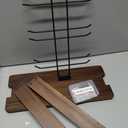 MyGift Tabletop Wine Glass Drying Rack, Champagne Flute Holder, Countertop Stemware Stand for Goblets, Modern Burnt Brown Solid Wood and Matte Black Metal Wire