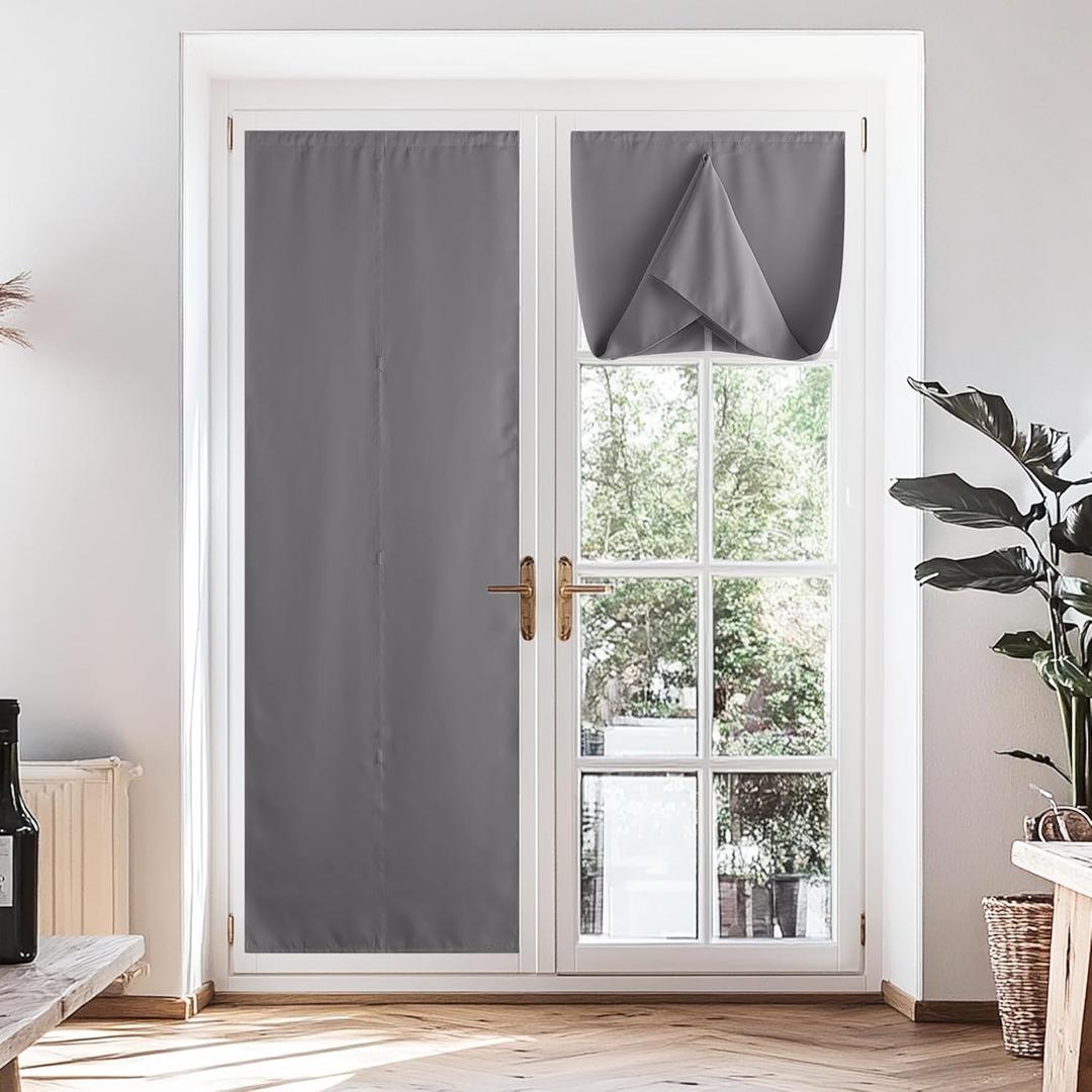 NICETOWN Blackout Roller Shades, No Tools No Drill Cordless Door Blinds for Windows, Thermal Insulated UV Protection Privacy Window Shades for Bedroom (36" W x 72" H, Grey)