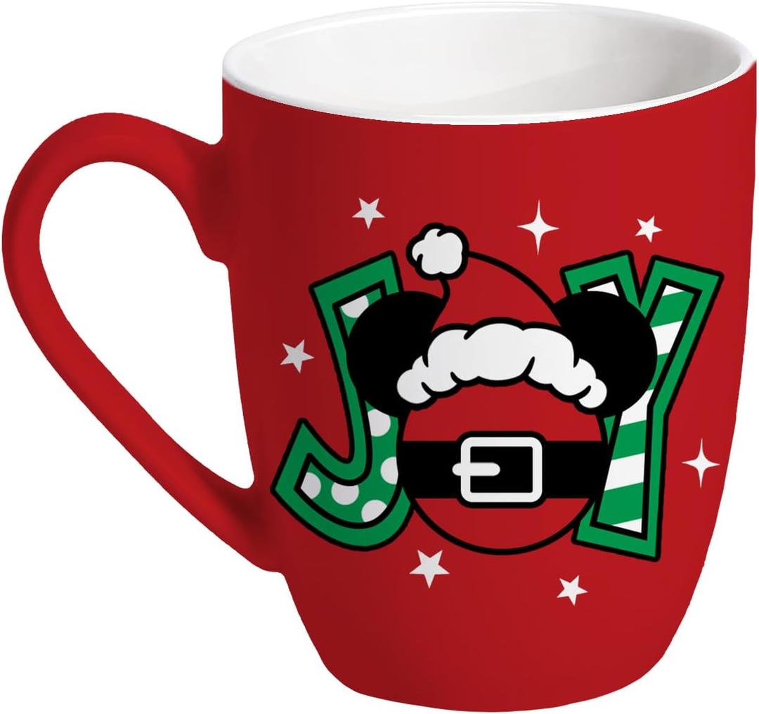 Christmas Santa Ceramic Coffee Mug, 13 oz Novelty Xmas Joy Tea Cup with Handle, Funny Winter Holiday Gifts for Friends Women Men, Red Drink Mugs Microwave and Dishwasher Safe