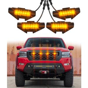 LED Grille Lights for Nissan Frontier 2022 2023 2024 Accessories 3rd Gen, Direct-Snap Frontier Front Grille Marker Lights Only Fits PRO 4X X S SV SL (Amber)
