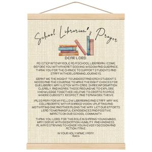 Boat Wades School Librarian's Prayer Christian Wall Art Poster Hanger Frame, School Library Decor, Librarian Gifts Hanging Wall Decor for Classroom Library Office, 12x16 Inch