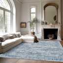 Soalmost Washable Area Rug 8x10, Large Soft Rugs for Living Room Vintage Blue 8x10 Area Rugs for Bedroom Dining Room Non-Slip Stain Resistant Under Table Rug