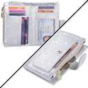 Womens Wallets RFID Small Compact Bifold Leather Card Holder Zip Pocket