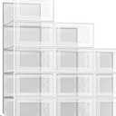 SEESPRING Shoe Storage Box, Clear Plastic Stackable Shoe Organizer Large, 9" x 5,5" x 0,5"