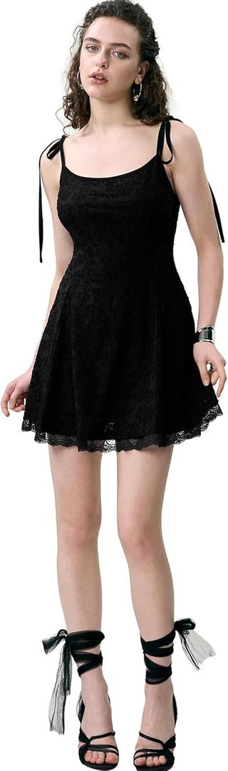 Women's Lace Slip Dress Sexy Black Mini Dress Sleeveless Bodycon Camisole for Party Date (XX-Large)