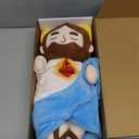 Soothing Jesus Plush Toys with Light & Sound, 15" Jesus Stuffed Breathing Plushy Doll, Christian Catholic Religious Plushie Christmas Easter Gifts for Kids Baby (Blue)