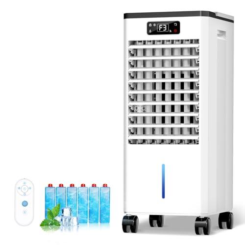 Feculs Portable Air Conditioners No Windows Needed, 3-IN-1 Swamp Cooler, Evaporative Air Cooler, 4 Modes & 3 Speeds, 2-Gal Water Tank for Long Cooling, Max 20 FT/S Remote Control, 12 Hours Timer