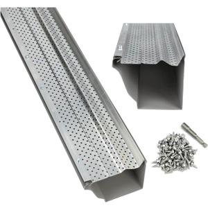 A-M Gutter Guard - Aluminum 5" (50 Feet, Mill Finish) with 100-1/2" #8 Stainless Steel Zip Screws - Includes 1/4" Magnetic Hex Driver