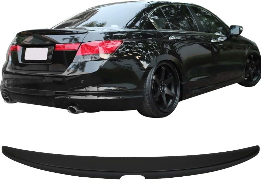 Trunk Spoiler Compatible with 2008-2012 Honda Accord 4 Door, Factory Style ABS Rear Tail Lip Deck Boot Wing by IKON MOTORSPORTS, Unpainted Black, 2009 2010 2011