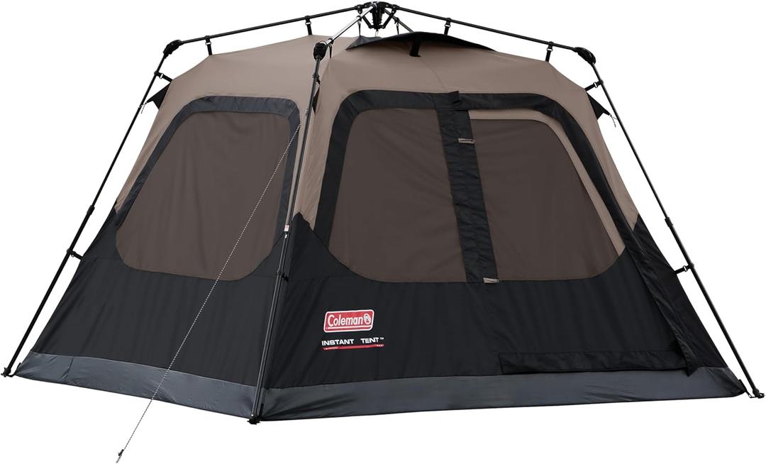 Coleman Instant Camping Tent with 1-Minute Setup, Large Family Tent with Pre-Attached Poles, Air Vent, & Carry Bag, Sets Up in About 60 Seconds, 4-Person (PFAS Free)