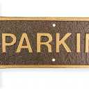 Montague Metal Products 6" x 15.5" Left Arrow Parking Statement Plaque Sign - Hammered Bronze