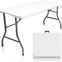 Camp Solutions Plastic Folding Table, 4 FT (1,21 m)Folding Table, Plastic Portable Tables for Dining Parties Card Picnic Camping, Granite White