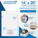 Spartan Industrial - 16" X 20" (200 Count) Self-Seal Clear Poly Bags With Suffocation Warning for Packaging, Blankets, Clothing - Permanent Adhesive