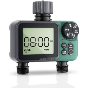 Sprinkler Timer, 2 Zone Water Timer with Rain Delay/Manual Watering/Automatic Irrigation Controller System