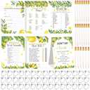 Estune 331 Pcs Bridal Shower Games Supplies, 5 Sets 250 Pcs Wedding Cards 1 Put a Ring on It Bridal Shower Games with 60 Rings and 20 Pencils(Lemon Style)