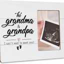 First Time Grandparents Gifts Picture Frame, Pregnancy Announcement Gift, Baby Sonogram Frame, Grandma Grandpa I Cant Wait to Meet You Frames Fits 4x6 Photo (Gray)