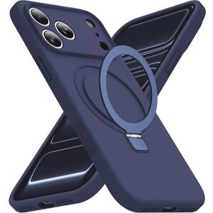 SKYLMW Compatible with iPhone 17 Pro Max Case with Magnetic Invisible Stand Compatible with Mag-safe Military Drop Tested Shockproof Silicone iPhone 17 Pro Max Phone Cases for Women Men 6.9"Dark Blue