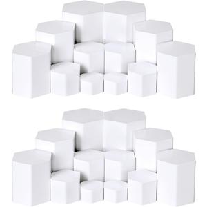 Jetec Hexagonal Jewelry Display Risers Hexagonal Market Display Risers Stands Acrylic Showcase Acrylic Stand for Jewelry Model Figures Decoration, 6 Sizes(White,12 Pieces)