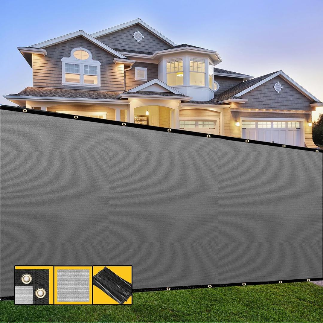 Customized 4' x 42' Gray Fence Privacy Screen,with Bindings & Grommets,Heavy Duty for Gardens Backyard Patio Tennis Court Pool Construction Project Outdoor Events,We Make Custom Sizes