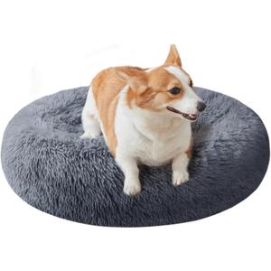 Nisrada Dog Bed for Small Medium Large Dogs, 24 inch Calming Dogs Bed, Washable-Round Cozy Soft Pet Bed for Puppy and Kitten with Slip-Resistant Bottom