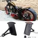 Motorcycle Bobber Custom Side Mount License Plate Frames Brake Tail Light Chrome (Black)