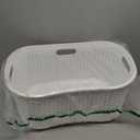 Mind Reader 40L Laundry Basket, Clothes Hamper, Wicker Design, Plastic, 23"L x 14.5"W x 11"H, Ivory