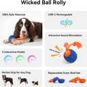 Cheerble Smart Interactive Dog Toy, Wicked Ball Rolly, Automatic Moving, Bouncing, Rotating, E-TPU Material, Active Rolling Interactive Dog Ball for Medium and Large Dogs (Blue)