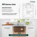 TORVA RV Kitchen Sink, 15 x 18 x 9 Inch Undermount Bar Sink 16 Gauge Stainless Steel Single Bowl Sink with Foldable Faucet Cutting Board, Grey