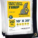 Seal Skin Covers Waterproof Clear Tarp 10x20 FT, 20 Mil 18 OZ 560 GSM Heavy Duty Transparent Vinyl Tarpaulin with Grommets