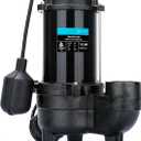LEO 1/2 HP Sewage/Effluent Pump, 6000 GPH Submersible Basement Sewer Pump with 10ft Auto Float Switch, Cast Iron Sump Ejector, 2'' NPT for Sewage Basin, 115V