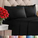 Full Size 4 Piece Sheet Set - Comfy Breathable & Cooling Bed Sheets Set - Hotel Luxury Bedding for Women, Men, Kids, Teens, Boys & Girls - Deep Pockets, Ultra-Soft and Wrinkle Free - Oeko-Tex - Black
