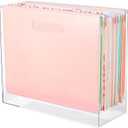 Hanging File Organizer Box, Acrylic File Folder Organizer for Letter Size Folders Portable File Holder Box with Handles Desk Hanging Folder Organizer File Crate Clear 12.2 x 10.24 x 4.92''