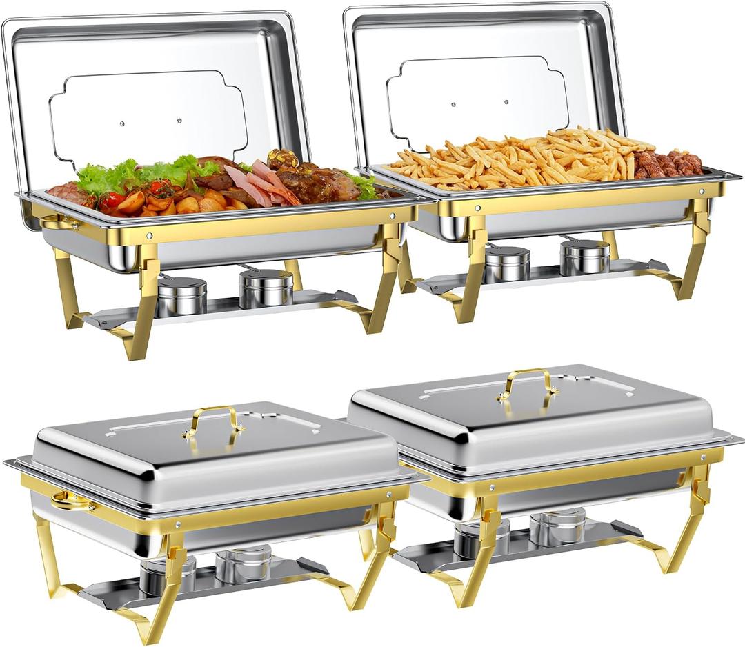 Chafing Dishes for Buffet Set: Chafers for Catering - Chafing Dish Buffet Set with Lids | Chafers and Buffet Warmers Sets | Serving Food Warmer | Chafers Servers Sets