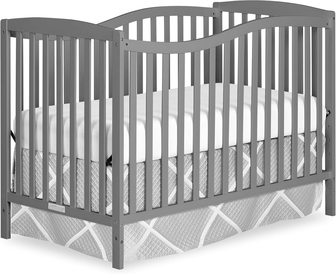 Dream On Me Chelsea 5-in-1 Convertible Full-Size Baby Crib in Steel Grey, GreenGuard Gold & BSA, Pinewood, 4 Mattress Heights, Converts to Toddler, Day & Full-Size Bed, Modern Classic Nursery