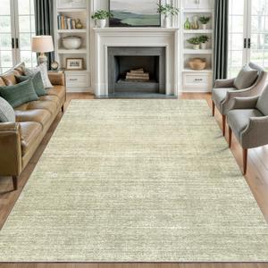 Valenrug Washable Rug 9x12 - Stain Resistant Area Rugs 9x12 Living Room, Non Slip Backing Printed Rugs for Bedroom, Folable Machine Washable Area Rug (Green, 9'x12')