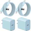 10 Ft iPhone 16 15 Charger Fast Charging USB C Charger Block Type C Chagrer Fast Charging 2-Pack for iPhone 16/16 Plus/16 Pro/16 Pro Max/iPhone 15/15 Pro Max/Samsung(Blue)