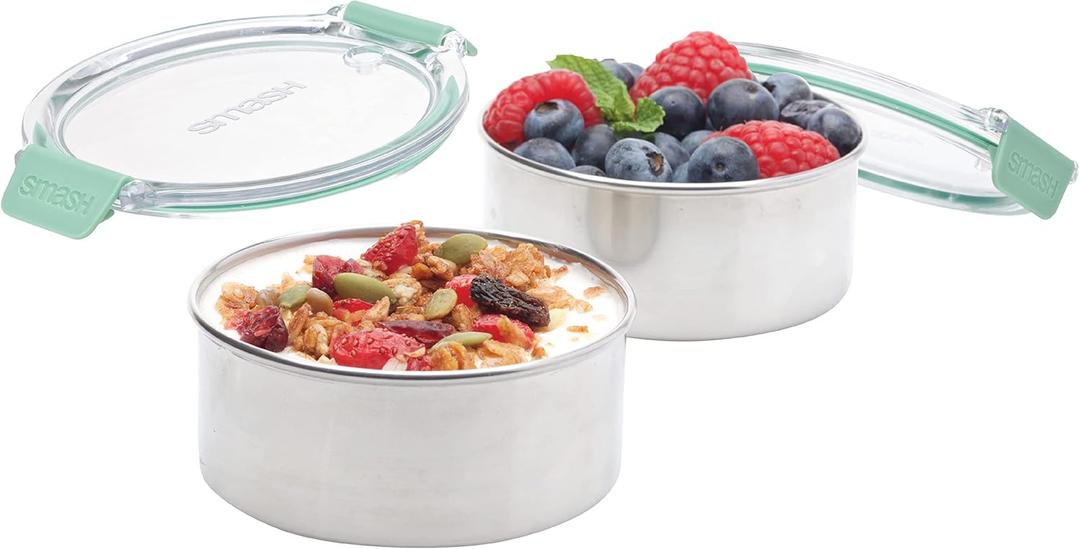 Microwave Safe Stainless Steel Snack Pots, Set of 2 (6.7 fl oz)