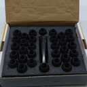 DYNOFIT 14mmx1.5 Wheel Lug Nuts, 32x Black M14x1.5 Lug Nut,Conical/Cone Bulge Seat, Closed End Long Extended XL Spline with 1 Socket Key Fits 8 Lug Aftermarket Wheels (32pcs)