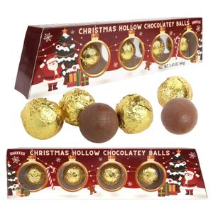 Hollow Chocolatey Balls, Individually Wrapped Candy, Christmas Stocking Stuffer Gift, 1.41 Ounces (8 Total Pieces)
