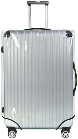 Explore Land Clear Luggage Cover Tough Protector Fits for 30 Inches Suitcase for Travel Airplane (PVC, XL)
